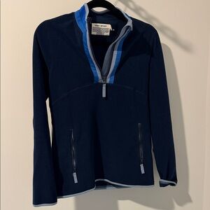 Tory Sport Navy Half-Zip Pullover with Light Blue Trim